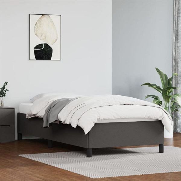 vidaXL Bettgestell Grau 100x200 cm Kunstleder, Material: Kunstleder (75% Polyvinylchlorid, 5% Baumwolle, 20% Polyester), Sperrholz, Holzwerkstoff, 347237
