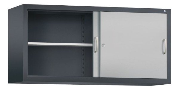 C+P Aufsatzschrank Acurado, H790xB1600xT500mm, Farbe: Schwarzgrau / Weißaluminium, Bügelgriff, 2 OH, 2155-00 S10055