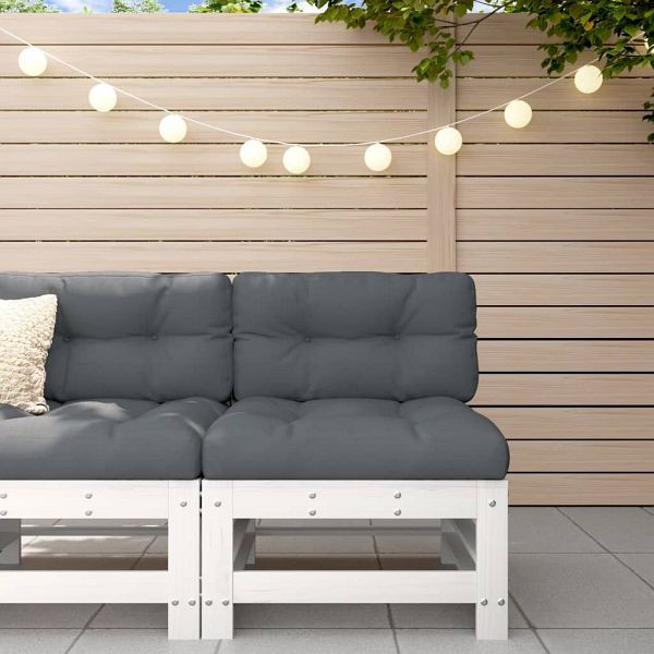 vidaXL Garten-Mittelsofa Weiß Massivholz Kiefer, 825612