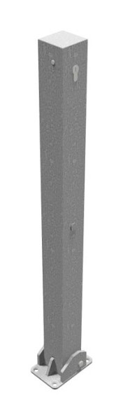 Schake Absperrpfosten Stahlrohr 70 x 70 mm umlegbar, mit Profilzylinderschloss, für Dübel Befestigung mit Bodenplatte, 470UZ