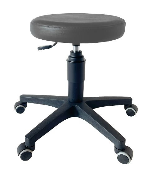 ultraMEDIC Rollhocker ultraSWIVEL6 Sitzhöhe 39 - 52 cm, Sitzdurchmesser 35 cm, Kunstlederbezug Dunkelgrau, SAN-1500-DGR