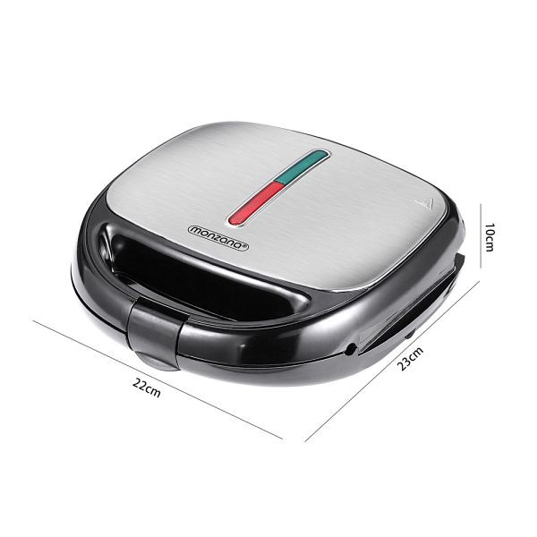monzana Sandwichmaker 3in1 Schwarz/Silber 800W 23x22x10cm, 107266