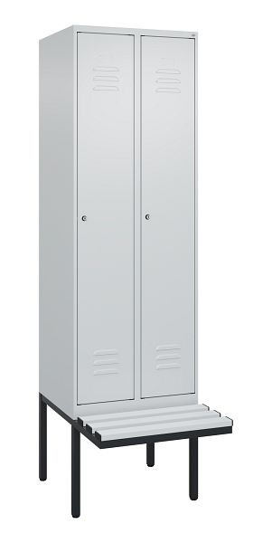 C+P Umkleidespind Classic PLUS, 2 Abteile, 2120x600x815mm, 7035/7035, Zylinderschlösser, 3 Doppel-Haken, 0800407-20 S10025