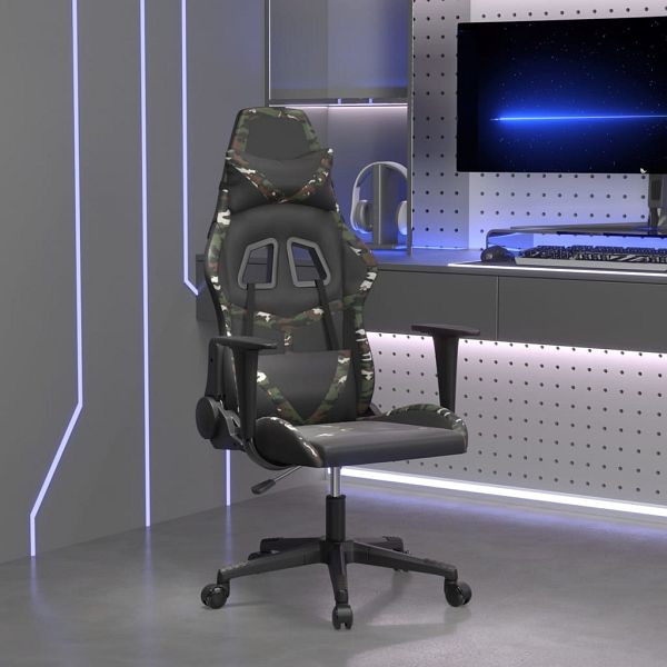 vidaXL Gaming-Stuhl Schwarz und Tarnfarben Kunstleder, 3143675