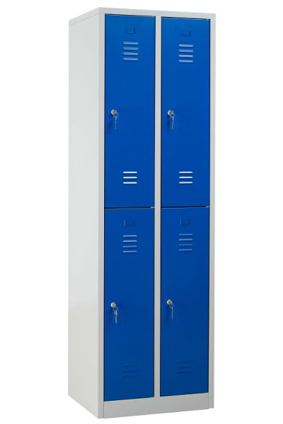 Gürkan Garderobenschrank, 50 x 60 x 195 cm, Lichtgrau, Enzianblau, EU Zylinderschloss, WRC.4(2.2).19560, 105928