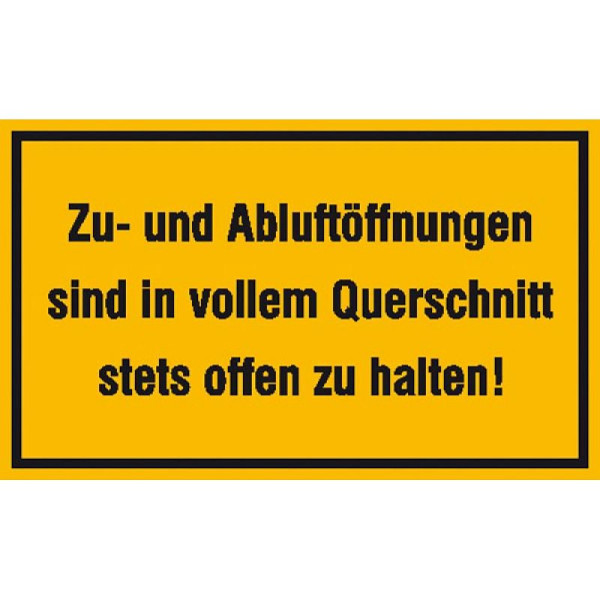 Stein HGS Hinweisschild zur Betriebskennzeichnung: Zu- und Abluftöffnungen, Folie, selbstklebend, 21.5981