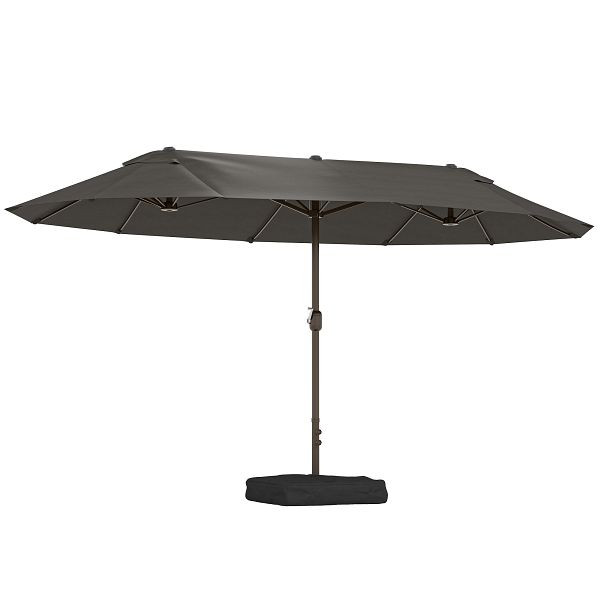 Outsunny Sonnenschirm Gartenschirm Marktschirm Doppelsonnenschirm mit Schirmständer Handkurbel Dunkelgrau Oval 460 x 270 x 240 cm, 84D-031V03GY