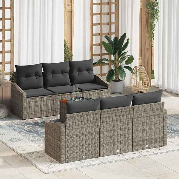 vidaXL Garten-Sofa-Set 7-teilig Grau, 3356445, 8721288367167