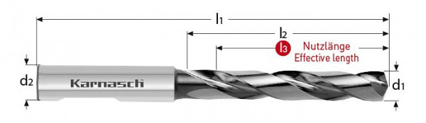 Karnasch VHM-Hochleistungsbohrer ohne IK d= 7,8 / L3= 29 HE DVC-X2, 2204020780029