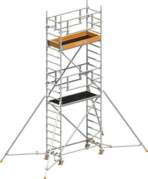 Layher Gerüst Uni Leicht P2 SAFETY PLUS mit Doppelgeländer und Gerüststützen, Max. Plattformhöhe: 4,10 m, 1423224