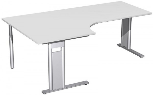 geramöbel PC-Schreibtisch links starr, C Fuß Blende optional, 2000x1200x720, Lichtgrau/Silber, N-648322-LS