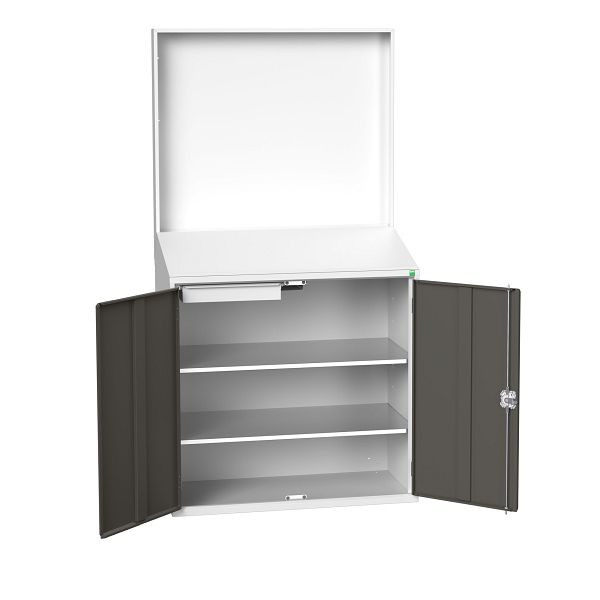 bott verso Economy Pult mit glatter Rückwand, mit 2 Fachböden, 1 Schublade, BxTxH: 1050 x550 x 2000 mm, Lichtgrau / Anthrazitgrau, 16929217.19