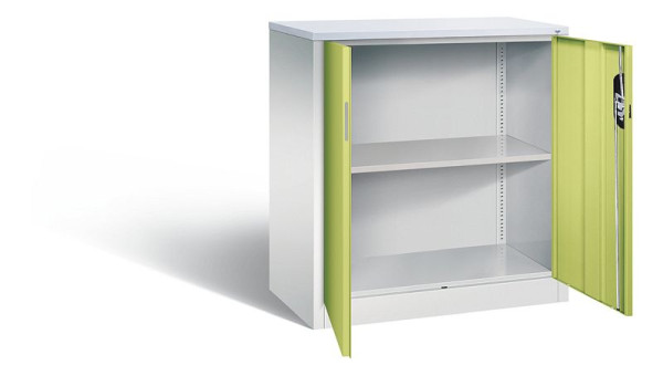 C+P Büroschrank Acurado, H1000xB930xT500mm, Farbe: Lichtgrau / Viridingrün, Muldengriff, 2 OH, 9286-1200 S10341