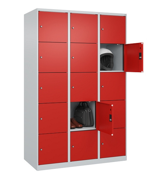 C+P Schließfachschrank Evolo PLUS, 15 Fächer, 1850x1200x500mm, 7035/3020, 049000-325 S10005