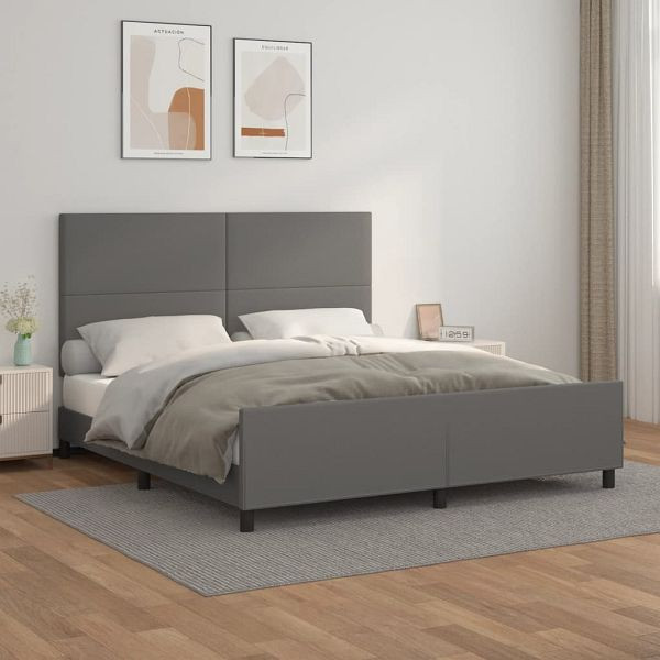 vidaXL Bettgestell mit Kopfteil Grau 180x200 cm Kunstleder, 3125467