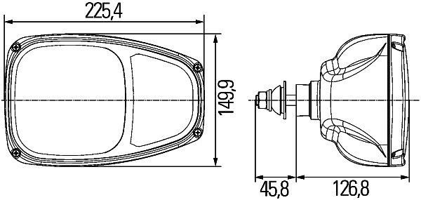 HELLA Halogen-Hauptscheinwerfer, Combi 220, 12V, Anbau, ECE/E4 11372, gehärtete Streuscheibe, transparent, DEUTSCH Stecker, rechts, 1EE 996 174-287