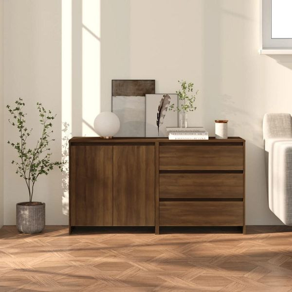 vidaXL 2-tlg. Sideboard Braun Eiche-Optik Holzwerkstoff, 3098064