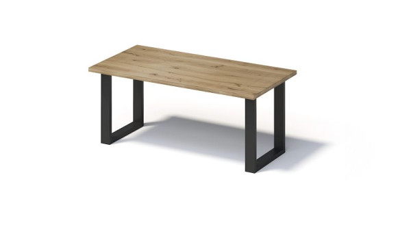 Bisley Fortis Table Regular, 1800 x 900 mm, gerade Kante, geölte Oberfläche, O-Gestell, Oberfläche: natürlich / Gestellfarbe: schwarz, F1809OP333
