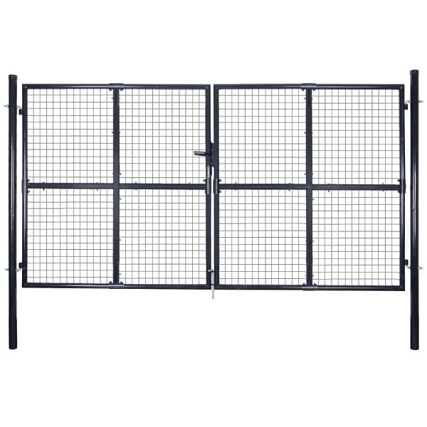 vidaXL Mesh-Gartentor Verzinkter Stahl 289 x 200 cm Grau, 143367