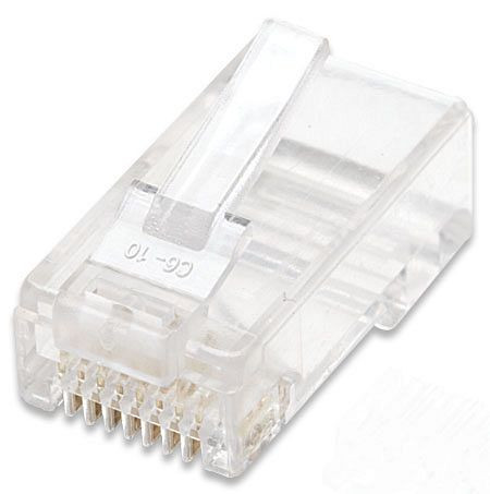INTELLINET 100er Pack Cat5e RJ45 Modularstecker, UTP, 2-Punkt-Aderkontaktierung, für Litzendraht, 790055