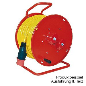 GIFAS Stahlblechleitungsroller Typ 504, 2 CEE-Einbausteckdosen 5 x 32 A/400 V ohne Absicherung, 2 Schutzkontaktsteckdosen 230 V, 233355