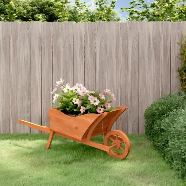 vidaXL Pflanzgefäß Schubkarre-Design 128x45,5x43 cm Massivholz Tanne, 364229