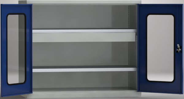 KLW Universalschrank, 1000x1200x605mm, Bodenschrank, abschließbare Flügeltüren mit Acrylglas, 1 Schublade, 2 Fachböden verzinkt, 7FN-QA1000FD-0001XRB