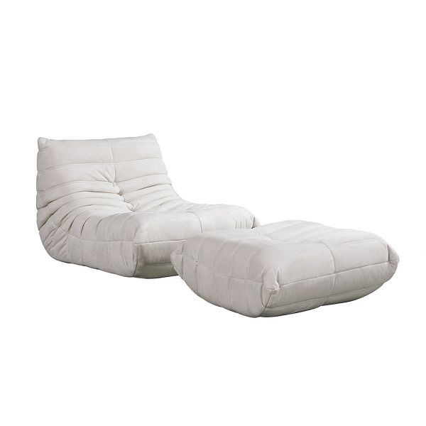 HOME DELUXE Relaxsessel mit Hocker CHILL - Farbe Beige, 57232