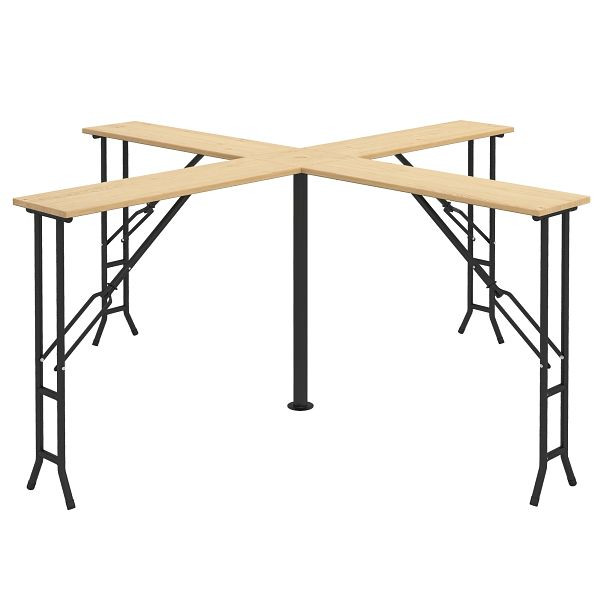 Outsunny Picknicktisch, Outdoor Klapptisch, bis 20 Personen, wetterfest, Metall, Tannenholz, 2,4x2,4x1m, Natur/Schwarz, 84G-197V00ND