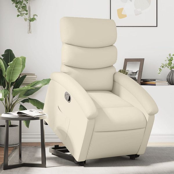 vidaXL Relaxsessel mit Aufstehhilfe Creme Kunstleder, 3204041