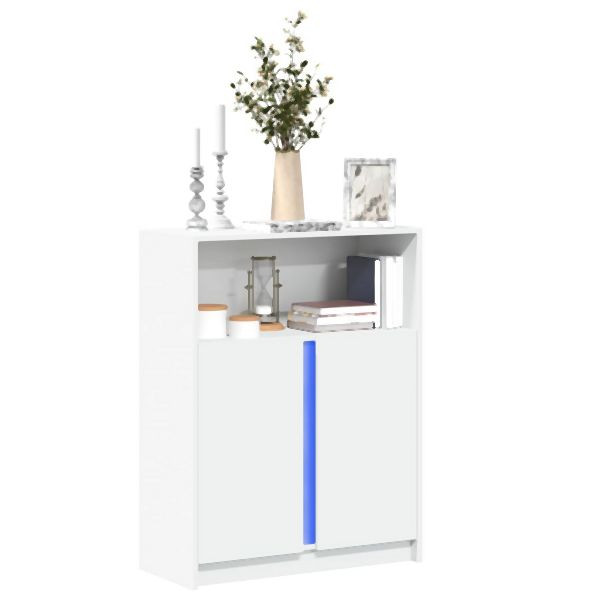 vidaXL LED-Sideboard Weiß 77x34x100 cm Holzwerkstoff, 852145