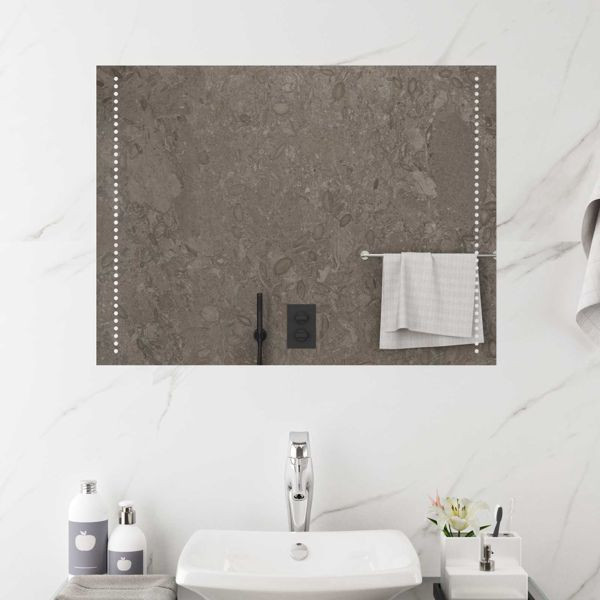 vidaXL LED-Badezimmerspiegel Transparent 80 x 60 cm Gehärtetes Glas, 42045780