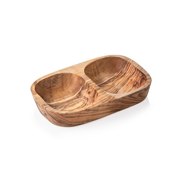 WAS Schale Double PURE OLIVE, 18 x 9 x 3,5 cm, Olivenholz, 1851018