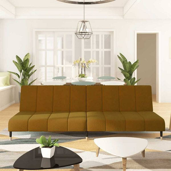 vidaXL Schlafsofa 2-Sitzer Braun Samt, 375882, 8721012380356