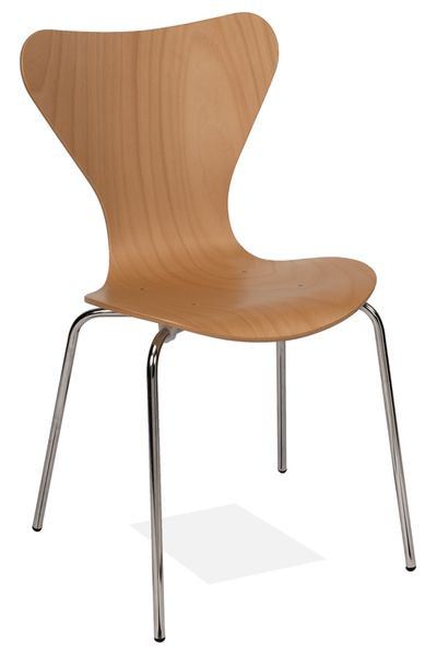 Kaiser-Sitzmöbel Eleganter Stapelstuhl KS16-N4, natur lackiert, VE: 6 Stück, KS16-N4