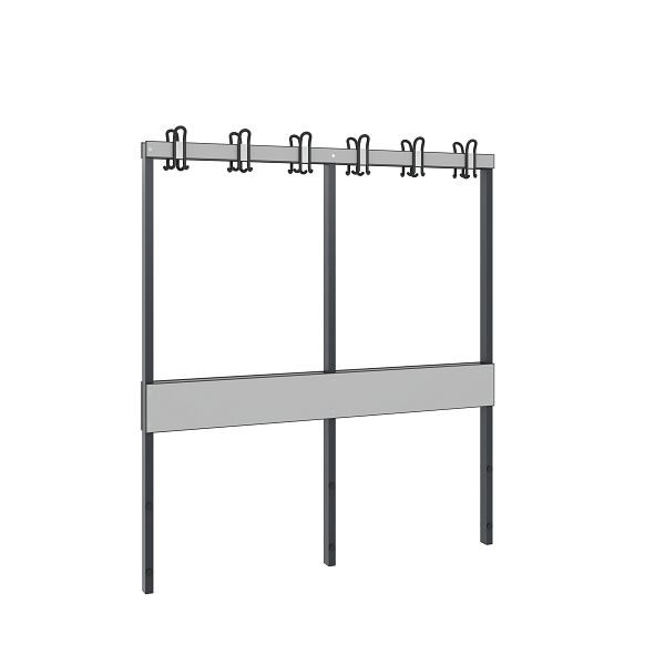 C+P Garderobenbank 2-seitig, Feuchtraum, H1650xB1500xT750 mm, Schwarzgrau/HPL Grau, 8061-712 S10002