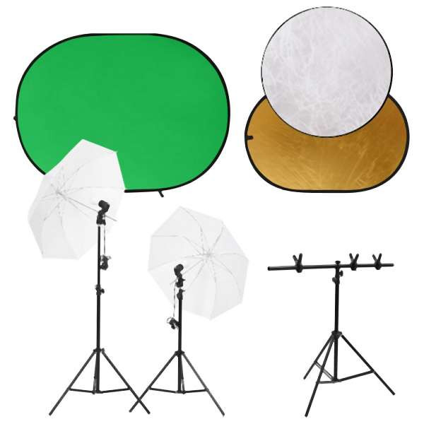 vidaXL Fotostudio-Set mit Leuchten, Hintergrund und Reflektor, 3143954