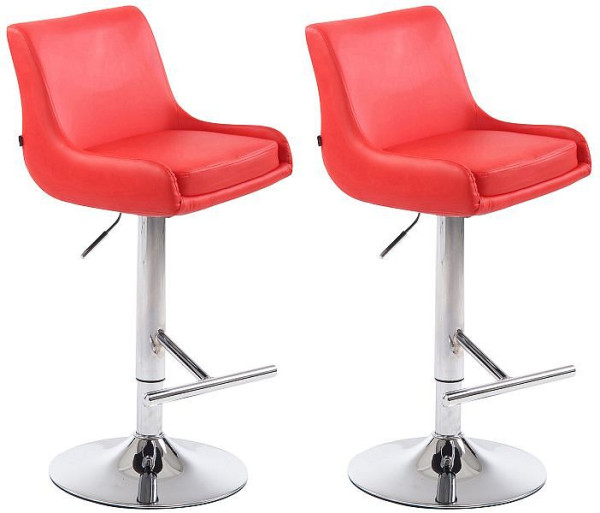CLP Barhocker Club Kunstleder chrom, rot, VE: 2 Stück, 309297