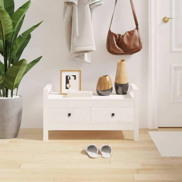 vidaXL Flurbank Weiß 80x40x43 cm Massivholz Kiefer, 821785