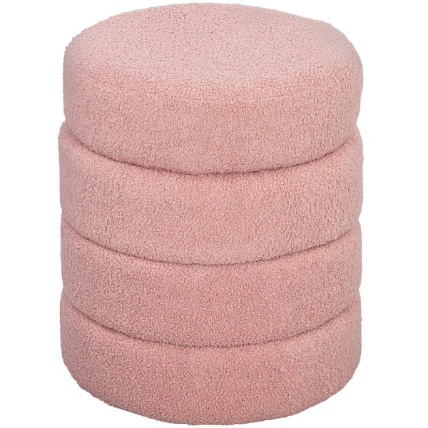 HOMCOM Hocker, rund, Teddyfleece, bis 120kg, Ø 40 x 45 cm, Rosa, 838-460V00PK