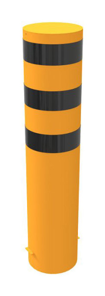 Schake Stahlrohrpoller Ø 323,1 mm ortsfest, zum Einbetonieren feuerverzinkt / gelb / schwarz beschichtet, Gesamtlänge: 1500 mm, 40321BG