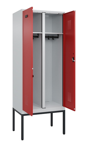 C+P Schwarz-Weiß-Spind Evolo PLUS, Gestell, 2 Abteile, 2120x800x500mm, 7035/3000, Zylinderschloss, 0490327-22 S10030