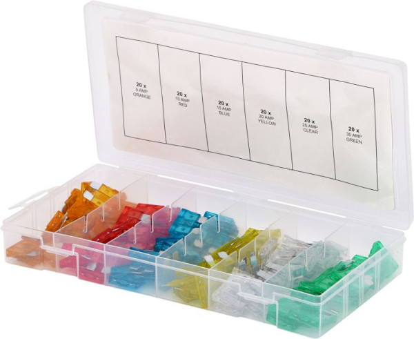 KS Tools Sortiment Kfz-Sicherungen, 5-30A, Zink, 120-teilig, 970.0250