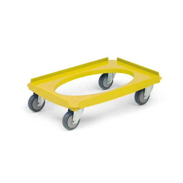 Torwegge Transportroller Standard, Tragfähigkeit 250 kg, Länge 625 mm, Breite 420 mm, Ladefläche Länge 615 mm, Ladefläche Breite 410 mm, gelb, 0017844