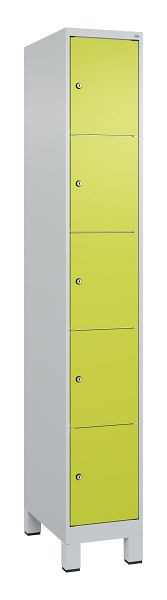 C+P Schließfachschrank Classic PLUS, Füße, 1950x300x500mm, 7035/0024, mit 5 Fächern, 080010-105 S10010