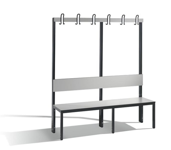 C+P Garderobenbank 1-seitig, Feuchtraum, H1650xB1500xT407 mm, Schwarzgrau/HPL Grau, 8061-100 S10014