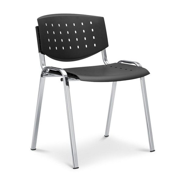 Deskin Besucherstuhl DELTA 2010, 4 Fuß Stahlrohrgestell, verchromt, Farbe schwarz, 361534