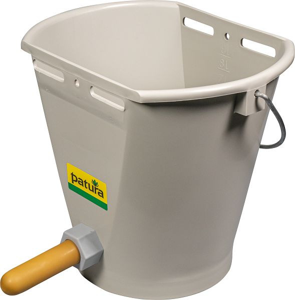 Patura Nuckel-Tränkeeimer 9 l, grau, komplett mit Sauger weich und Kugelventil, 361478