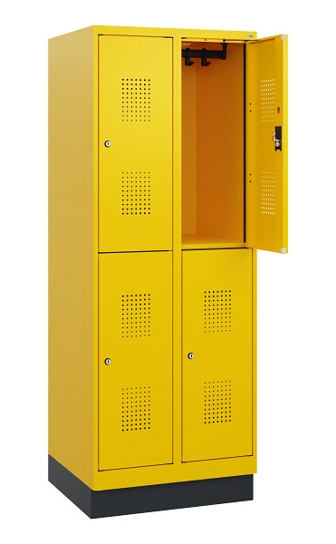 C+P Doppelstöckiger Spind Evolo PLUS, Sockel, 4 Fächer, 1630x600x500mm, 1023/102, Zylinderschloss, 0493205-20 S10062