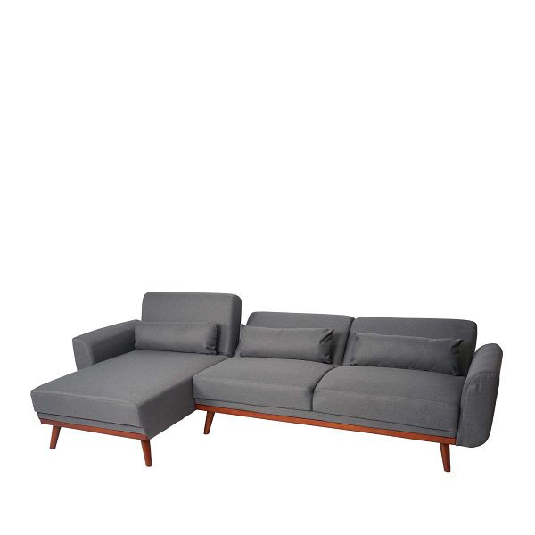 Mendler Sofa HWC-J20, Couch Ecksofa, L-Form 3-Sitzer Liegefläche Schlaffunktion Stoff/Textil, anthrazit-grau, 75484+75485